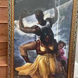African American Art - Behind every man is a praying woman