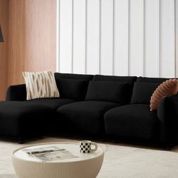 Boucle Sectional Couches for Living Room,Comfy Upholstered Modular Sectional Sofa with Ottoman,Small Sectional Couch Sofa Set for Living Room (3Seats&