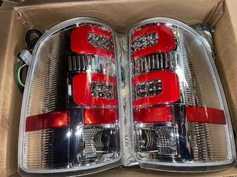 AS IS 07-13 GMC SIERRA LED RED CHROME HOUSING CLEAR TAILLIGHTS