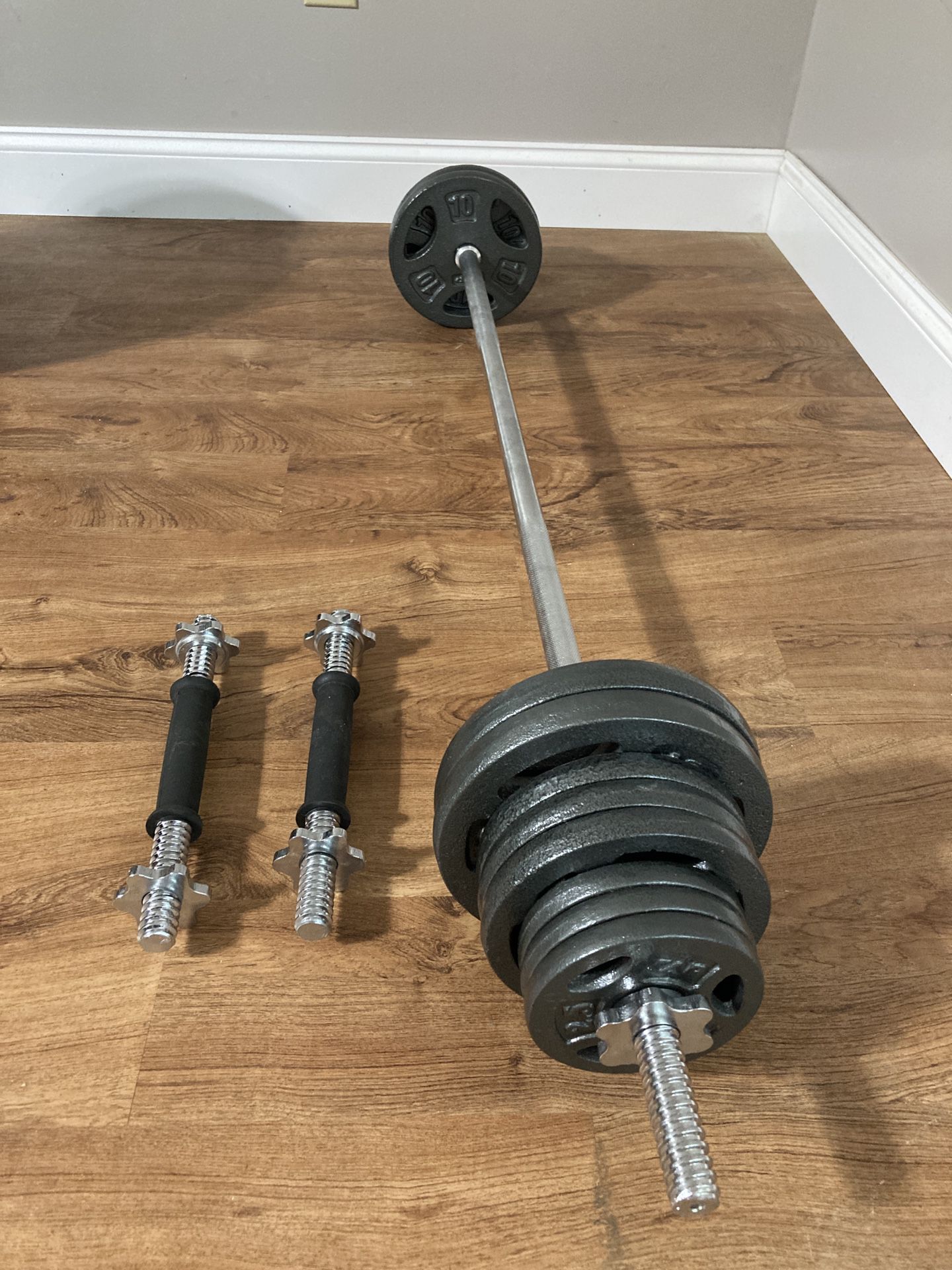 110lb weight set barbell /dumbbell