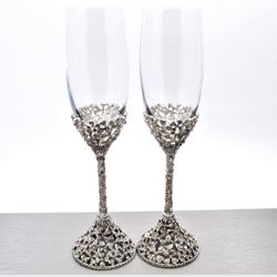 BRAND NEW Ciel Collectables Silver Plated Champagne Flutes
