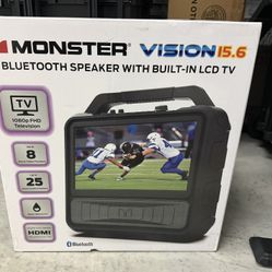 monster vision 15.6 bluetooth speaker with built-in lcd tv