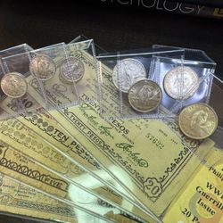 WWII Philippines/ US Currency Set With Silver!
