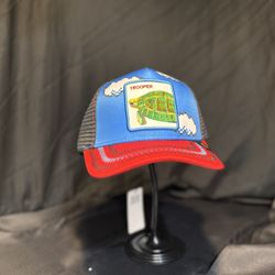 Premium Blue Trucker Cap with Green Turtle Patch