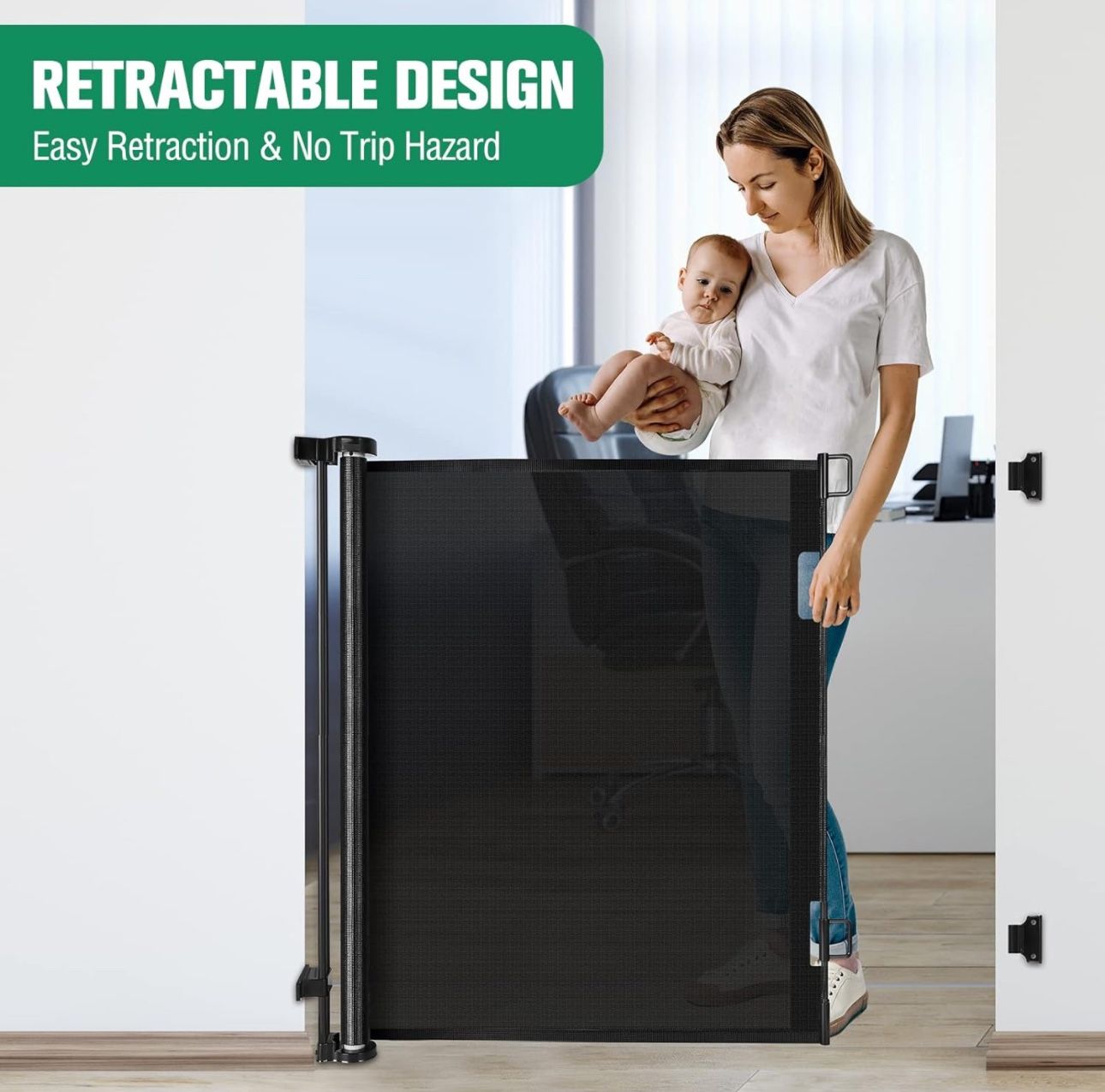 42-Inch Extra Tall Retractable Baby Gates 56" Wide