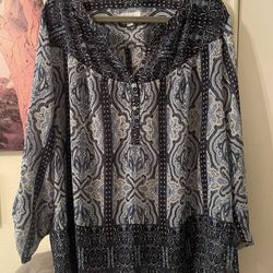 Charter Club Plus Size Womens Blue Patterned blouse size XL pre-owned