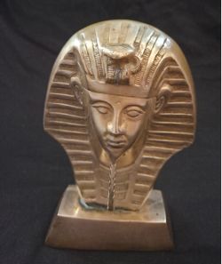 🏺 VINTAGE BRASS KING TUT BUST – TUTANKHAMUN EGYPTIAN FIGURE | 8"