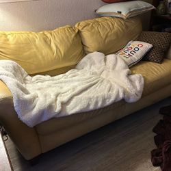 Long Yellow Leather Couch