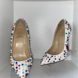 Christian Louboutin White Multi Spike Pumps