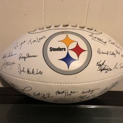 Steelers Football With Reproduced Signatures