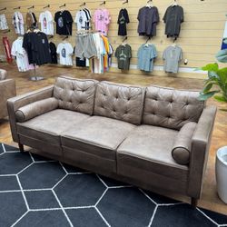 84” Faux Leather Couch