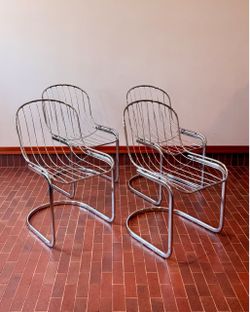 Vintage Gastone Rinaldi Chrome Wire Chairs
