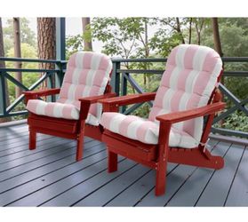 2-Piece 50 in. x 20 in. Polyester Outdoor Adirondack Chair Cushion in Pink and White