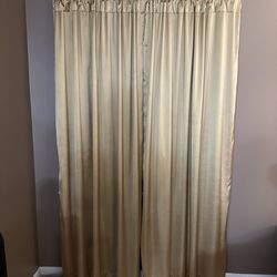 Gold Satin Curtain Panels (2) – 50” x 85” – Excellent Condition, $25 OBO
