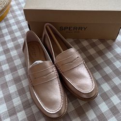 SPERRY SEAPORT PENNY LOAFERS-Rose Gold