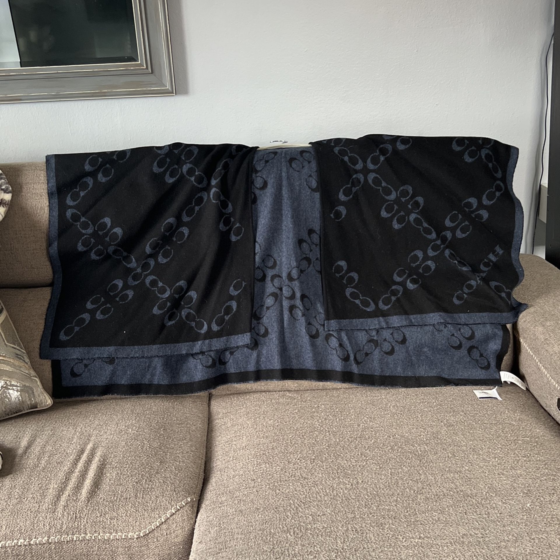Beautiful Black & Blue Coach Shawl New With Tags