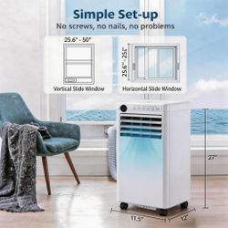 8,000 BTU Portable Air Conditioner Up to 350 sq. ft, 3-in-1 portable AC Unit with Cooling, Fan & 120 Pints/Day Dehumidifier, Quiet 50dB Portable AC wi