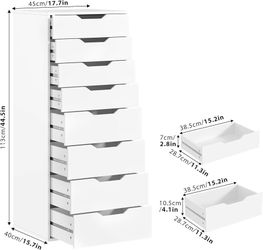 Tall White Dresser, 8 Drawer Dresser with Groove Handles, White Tall Dresser, Modern Chest of Drawers with Large Storage Space for Home Office  Materi