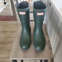 Hunter Green Rain Boots Rubber 10