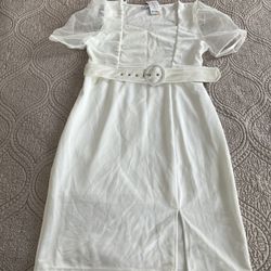 Red Tag White Dress for Women (Size 16 UK)