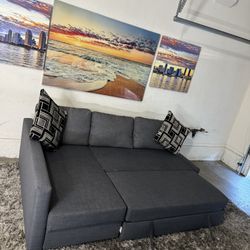 * Like New * IKEA 2pc Modular Sectional Sofa Built In Storage & Pull Out ( Free Delivery )