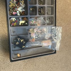 Assorted Pin Back Buttons, Navy American Flags Angels Etc