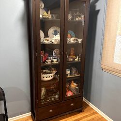 Elegant Wooden Cabinet with Glass Doors - $75 Each Or $100 For Both