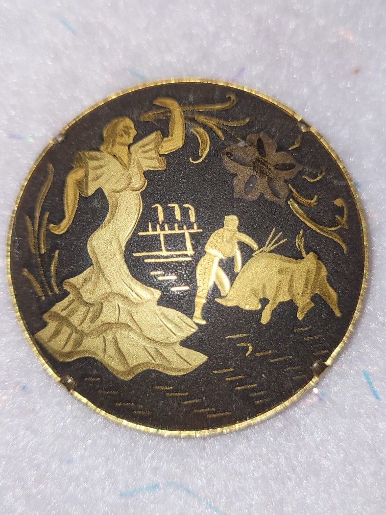 Vintage Damascene Flamenco Matador Brooch