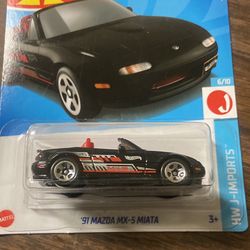 2024 Hot Wheels 91 Mazda MX-5 Miata HW J-Imports #120 Black