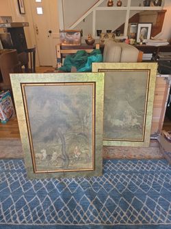 2 Vintage 1950s Genuine " The Tribute Horse " Framed Prints Excellent