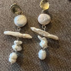 Baroque /Natural Genuine Pearl Drop Earrings Vintage