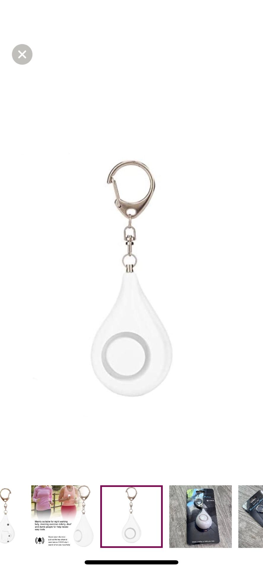 1 Personal Alarm White Keychain 125DB Self Defense Student Safety College Dorm