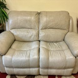 Leather Sofa Leather Loveseat Leather Couch Genuine Leather Excellent Cream Stone