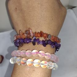 Crystal Stone And Chip Bracelet Bundle Of 4!!