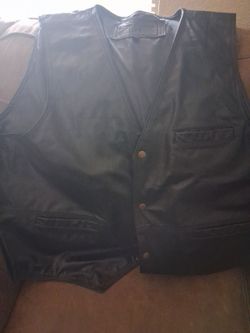 Mens black leather vest