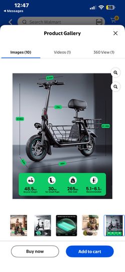 Brand New MIHOVER 550W Electric Scooter w/Seat & Baskets