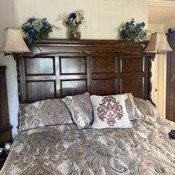King Solid Wood Headboard, Dresser And Armoire