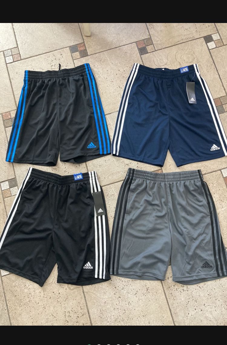 NWT Adidas Boys Athletic Shorts 4 pairs bundle size L 14/16