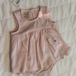 NWT First impressions romper dress baby pink giraffe 6-9 months
