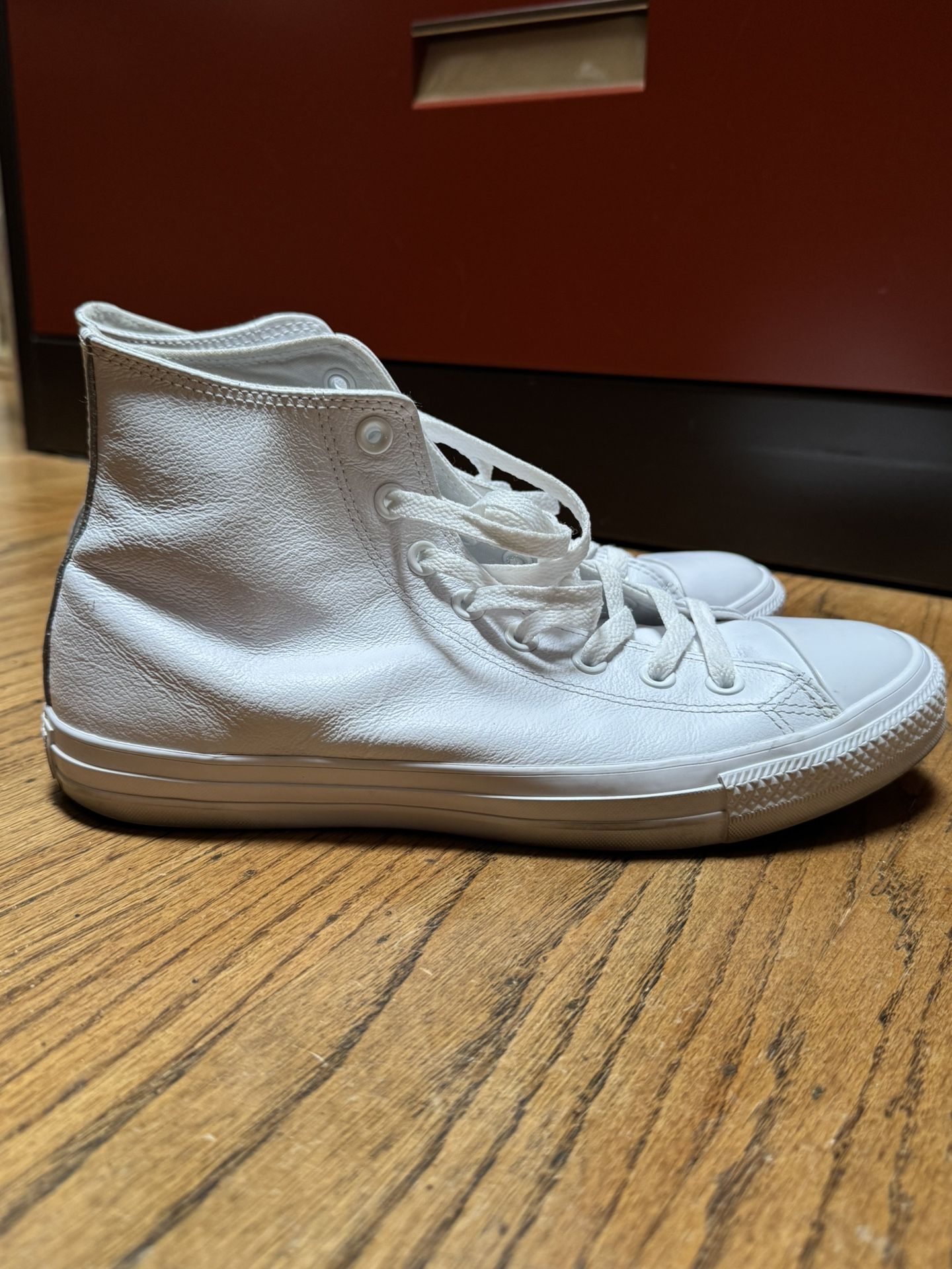 White Leather Hightop Converse