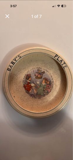 Antique Roseville Pottery Creamware Baby’s Plate Nursery Rhyme Old Woman 1(contact info removed)