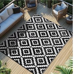 Favoyard Outdoor Rug 5x8 ft Waterproof Reversible Patio Plastic Straw Rugs for Decor Clearance Outside Large RV Camping Area Carpet Mat for Porch Deck