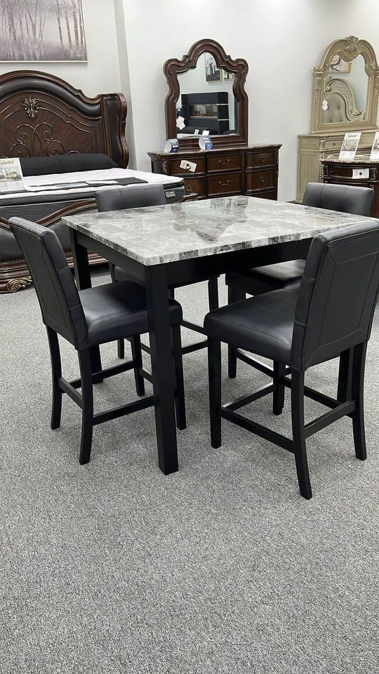 Brand New Marble look 5 Pc Counter height dining set