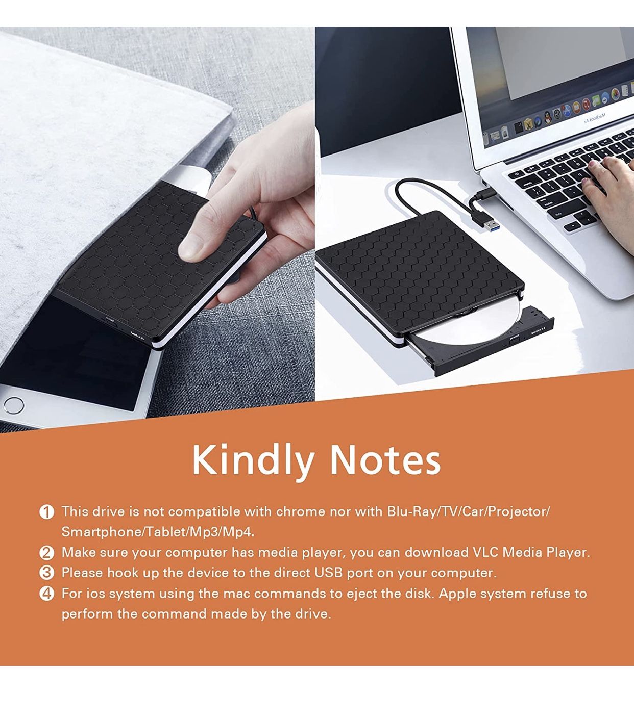 External DVD Drive, Amicool USB 3.0 TypeC CD DVD +/RW Optical Drive