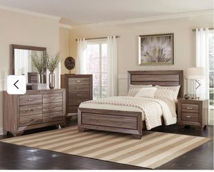 5pcs Queen size bedroom set (bed frame, nightstand, dresser, mirror and chest)