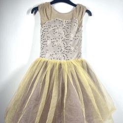Weissman Dance Costume Dress Gold Sparkle Tulle Multi Purple Girls Size LC 14