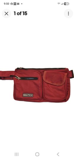 Nautica fanny pack pouch wallet red canvas
