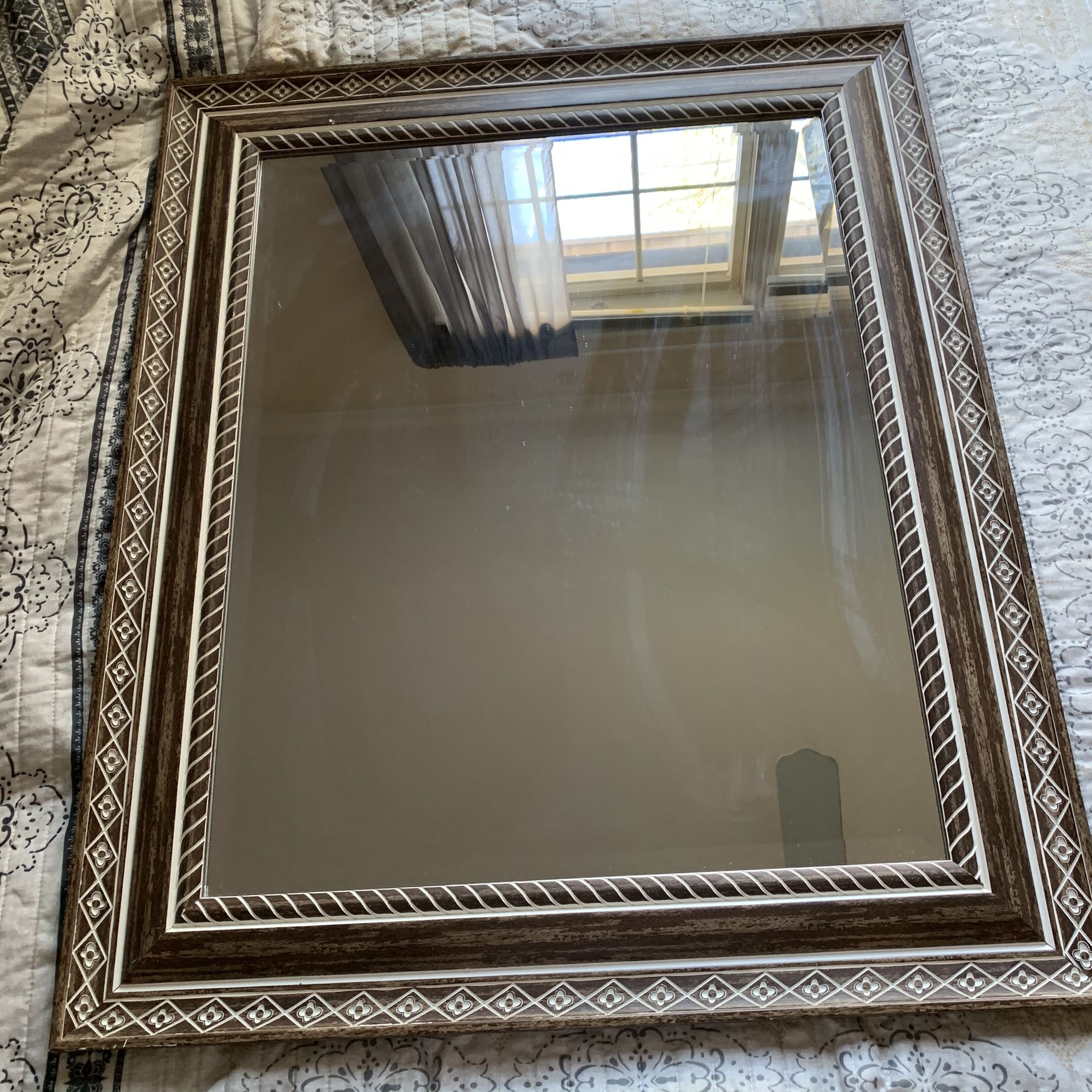 Large Brown and White Mirror