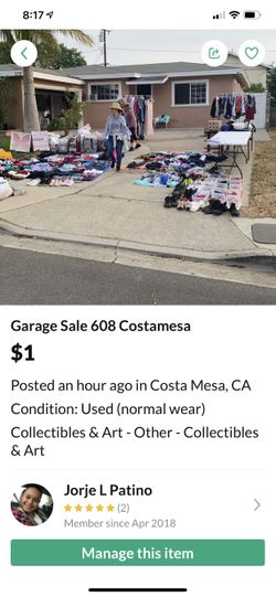 Garage Sale 608 Knowell Costamesa