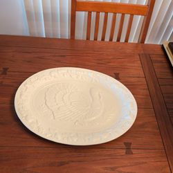 Vintage Ivory Embossed Oval Turkey Serving Platter ( Portugal)